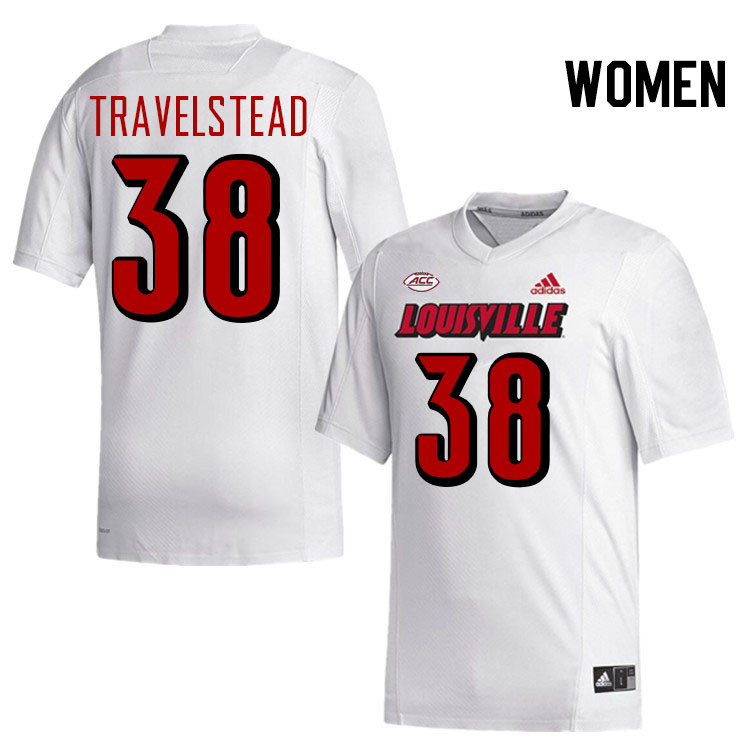 Women #38 Brock Travelstead Louisville Cardinals College Football Jerseys Stitched-White